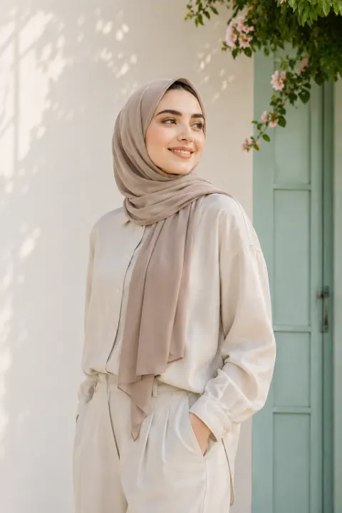 استایل زنانه با روسری روشن